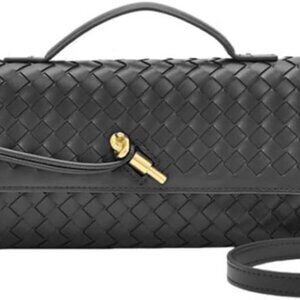 Woven Bag for Women Black Purse Shoulder Bag Vegan Leather Handbags Clutch Purse